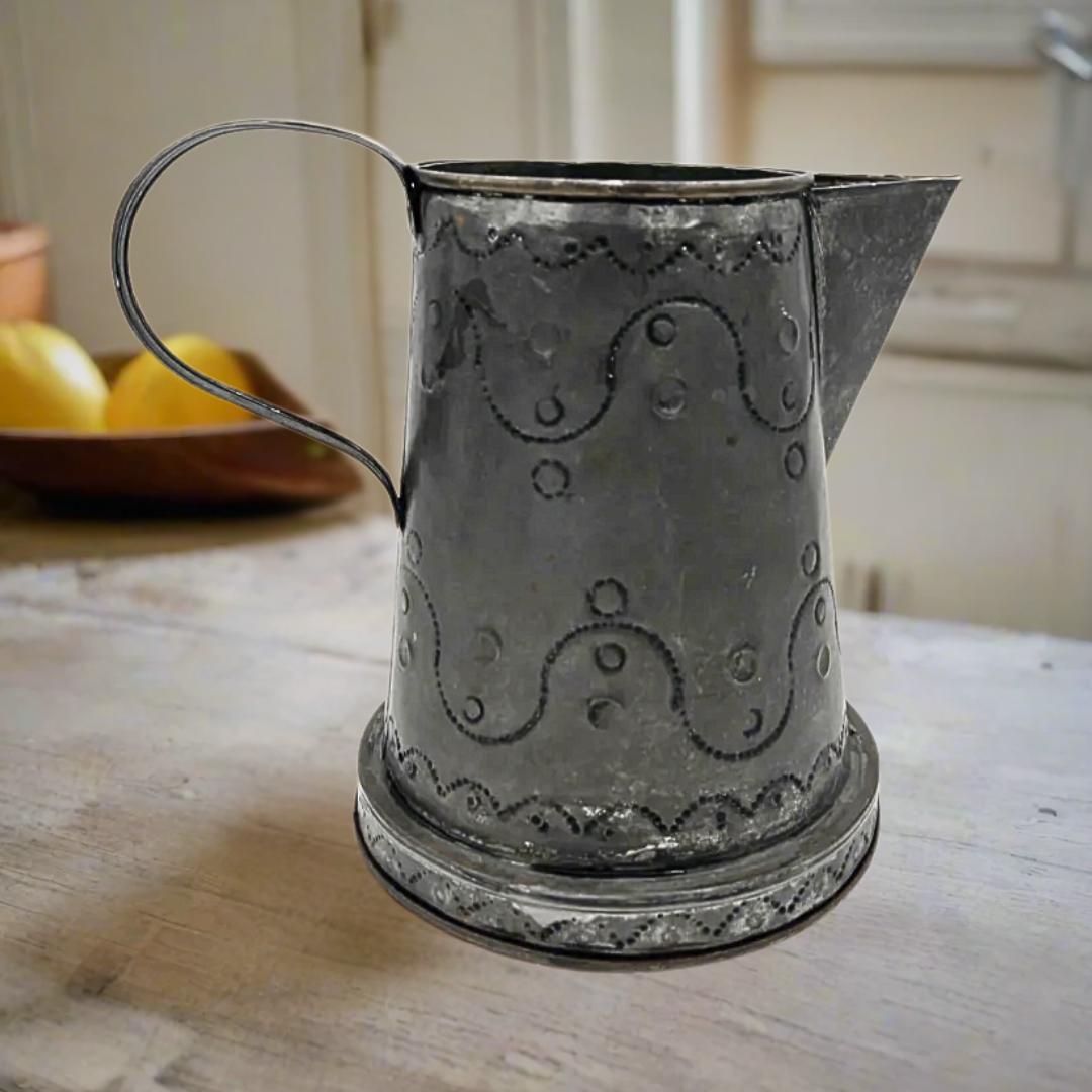 Vintage Handmade Galvanized Metal Pitcher