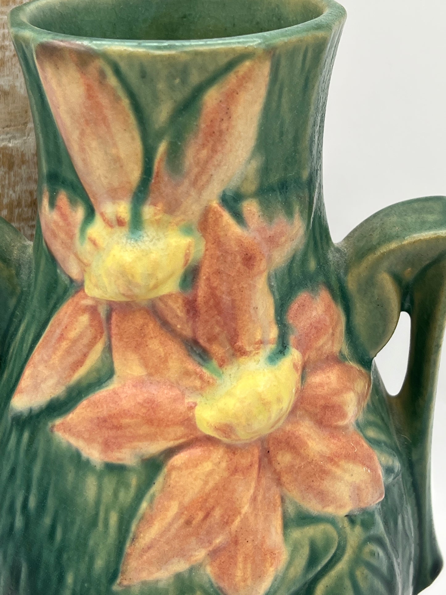Roseville Pottery Clematis Double-Handled Vase