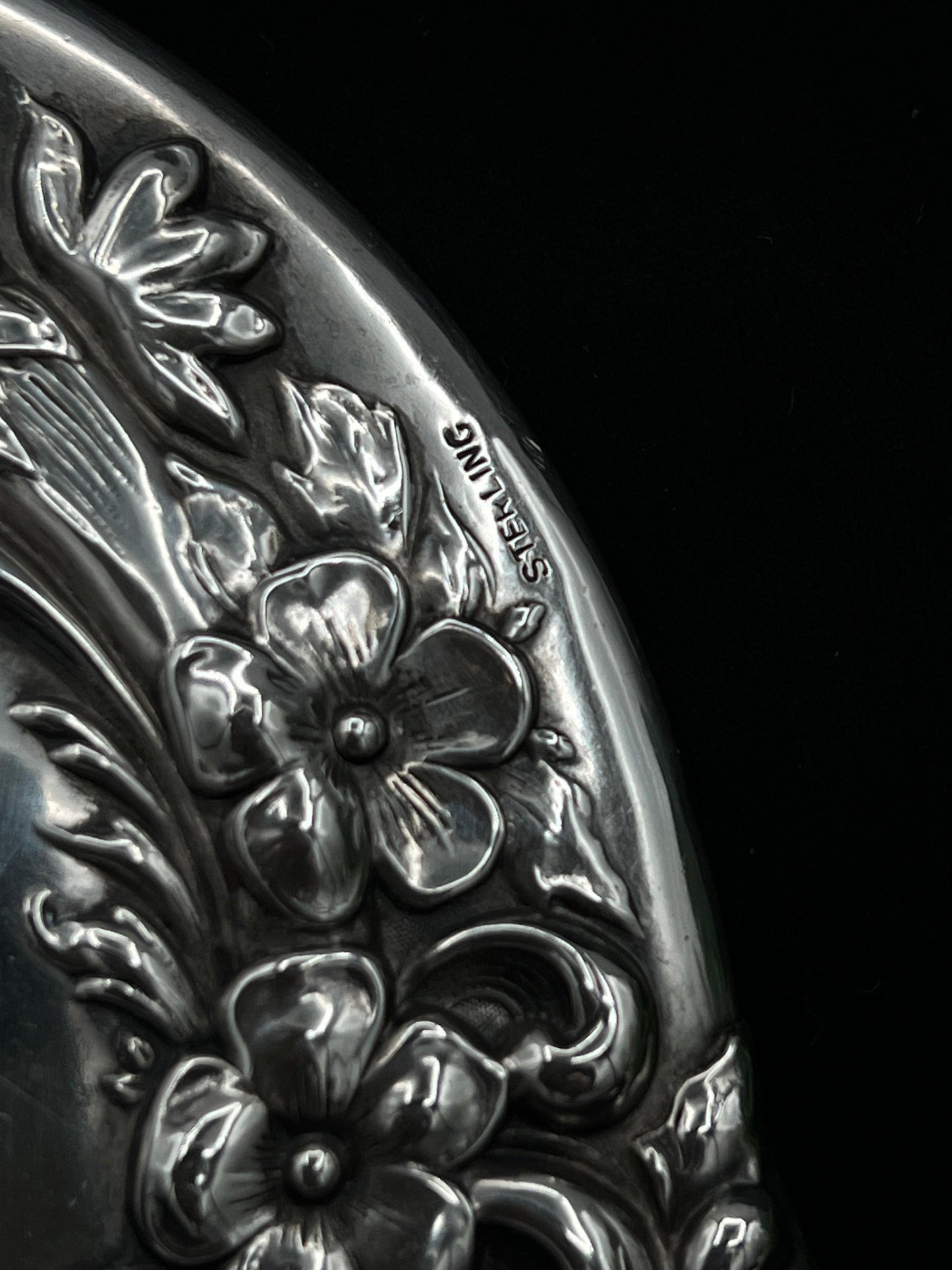 Antique Sterling Silver Handheld Mirror with Ornate Floral Design - That’s My JAmm