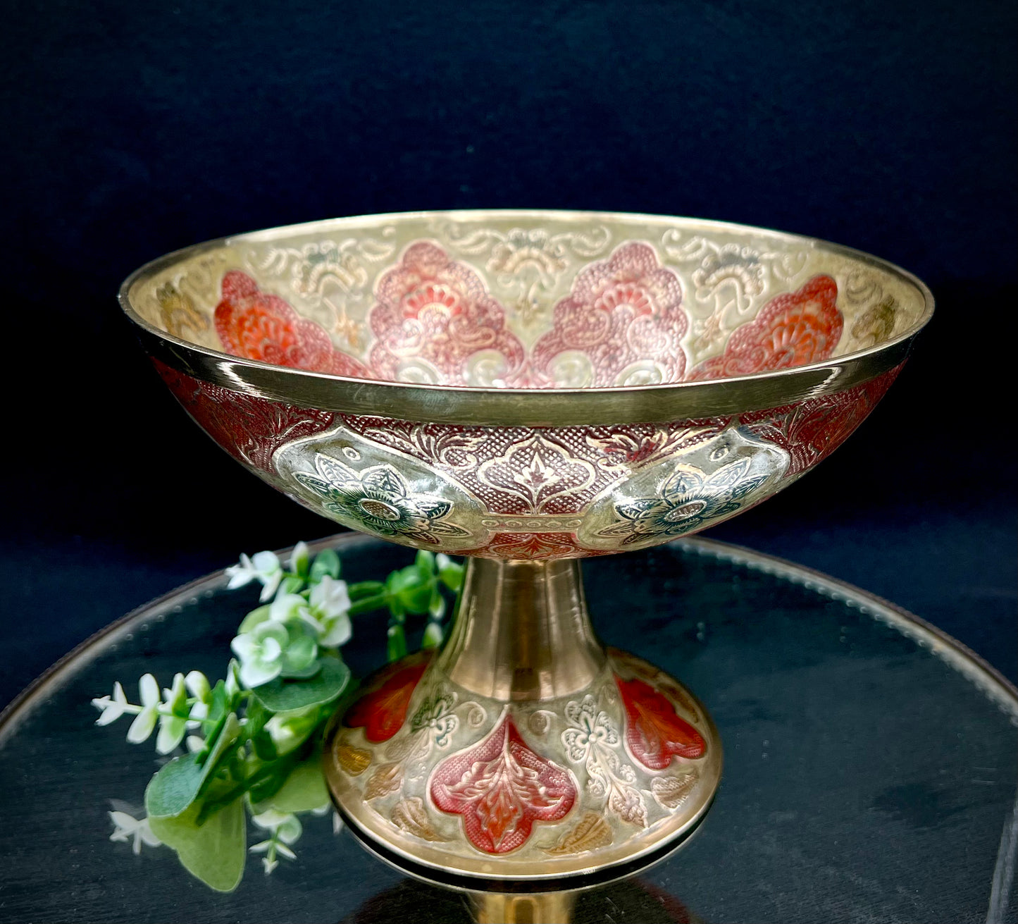 Cloissone Brass Enamel 9" Bowl with Peacock Interior Design - That’s My JAmm