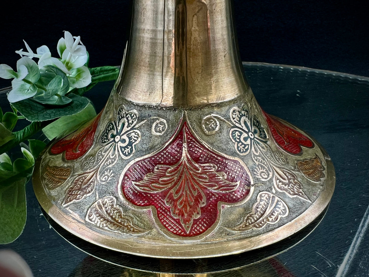 Cloissone Brass Enamel 9" Bowl with Peacock Interior Design - That’s My JAmm