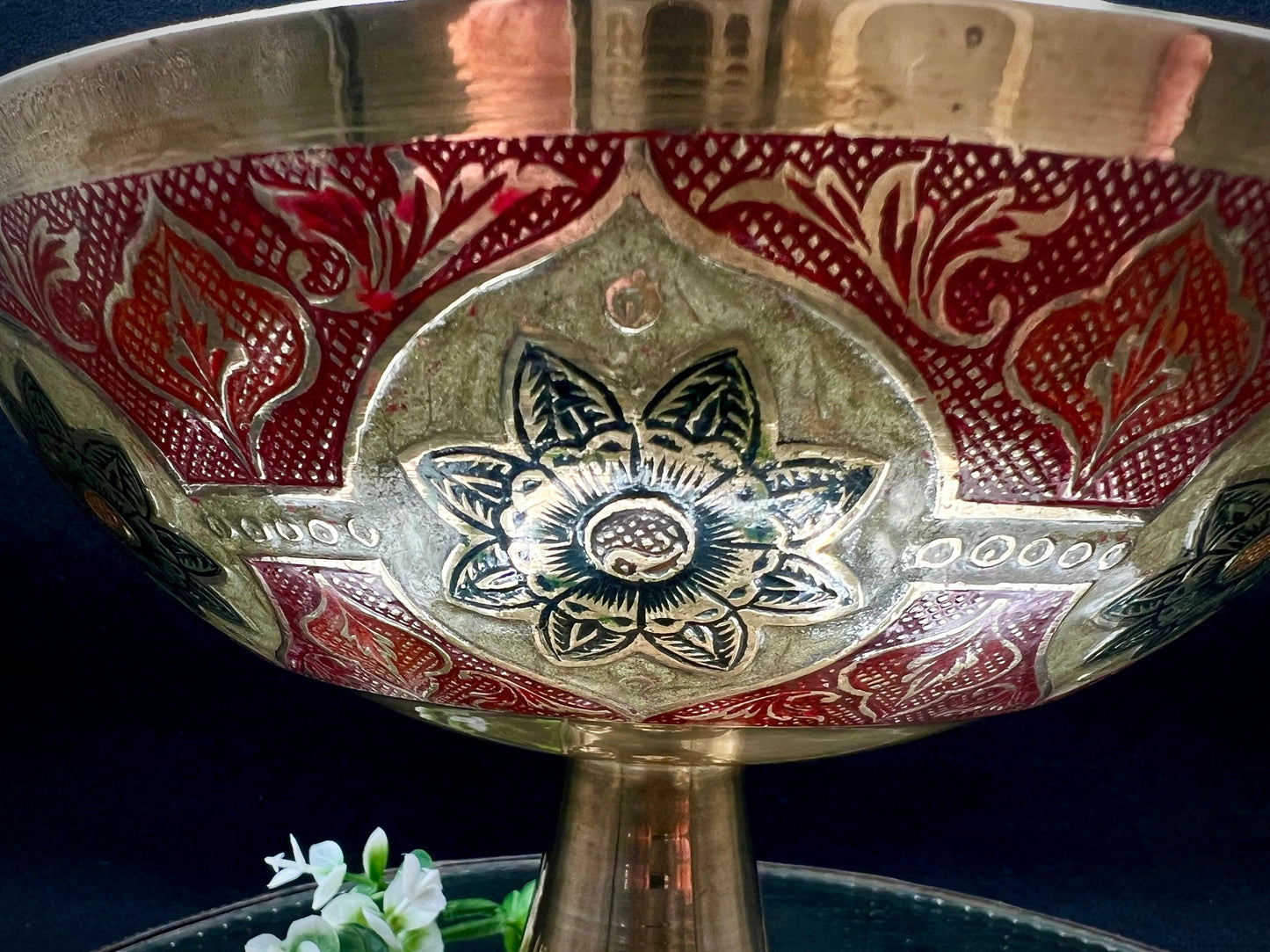 Cloissone Brass Enamel 9" Bowl with Peacock Interior Design - That’s My JAmm