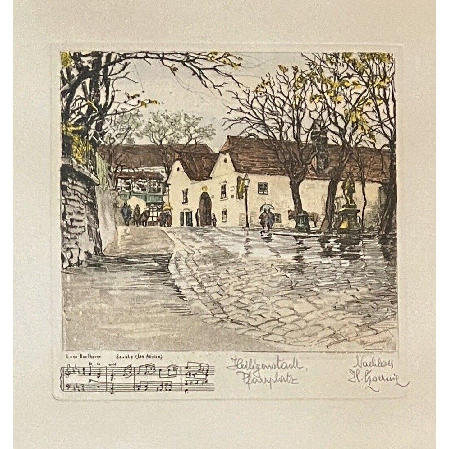 Czoernig Heiligenstadt, Pfarrplatz Etching with Beethoven’s Piano Sonata No.26 - That’s My JAmm