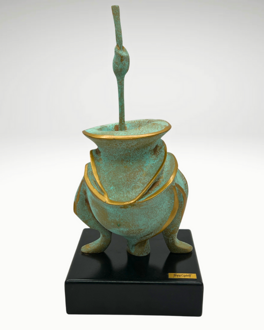Cuia Patinated Resin Gourd Sculpture by Gloria Corbetta