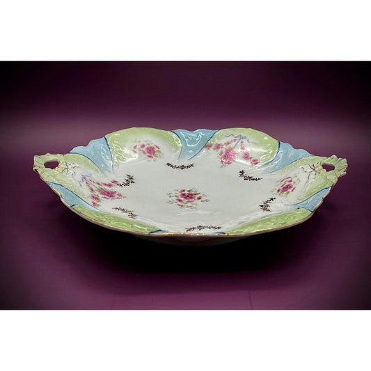 Carl Tielsch German Porcelain 12.5” Platter with Hand-Painted Floral Design and Scalloped Edge - That’s My JAmm
