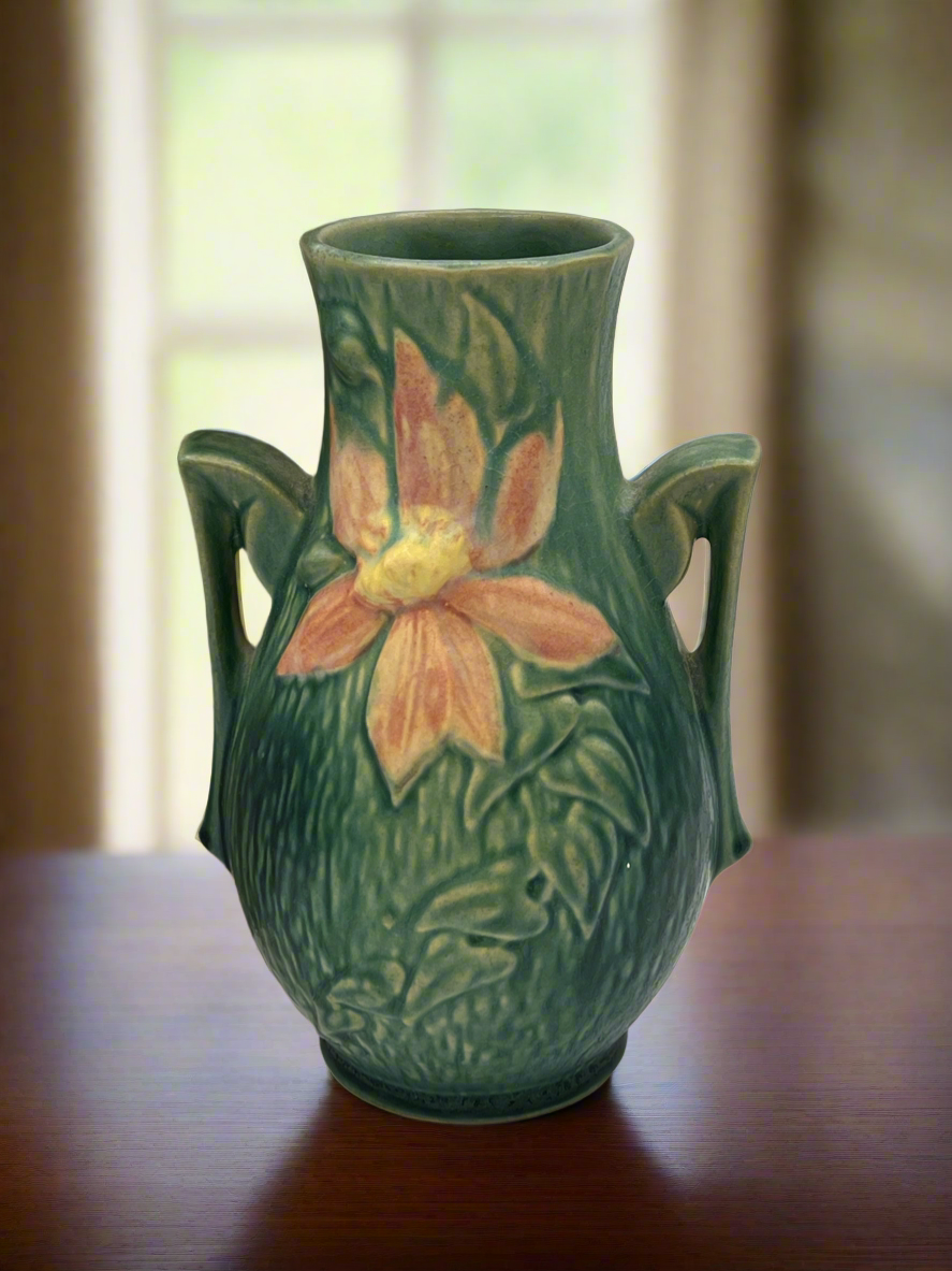 Roseville Pottery Clematis Double-Handled Vase