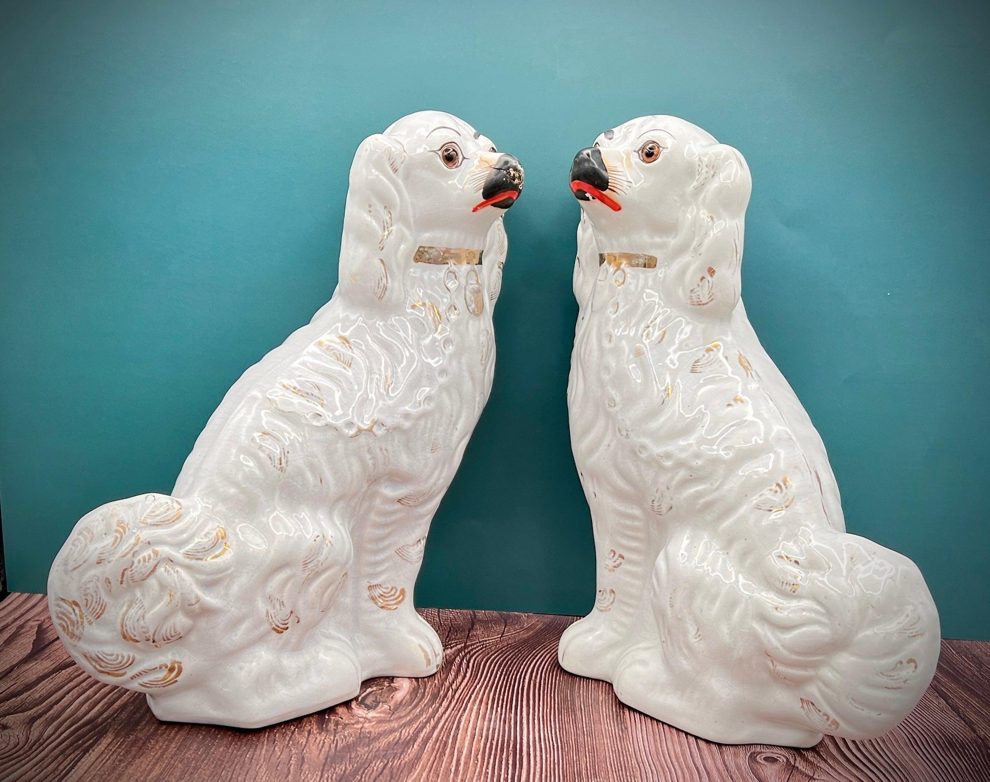Antique Staffordshire Porcelain Dog Figurines - Pair of Collectible English Ceramic Dogs - That’s My JAmm