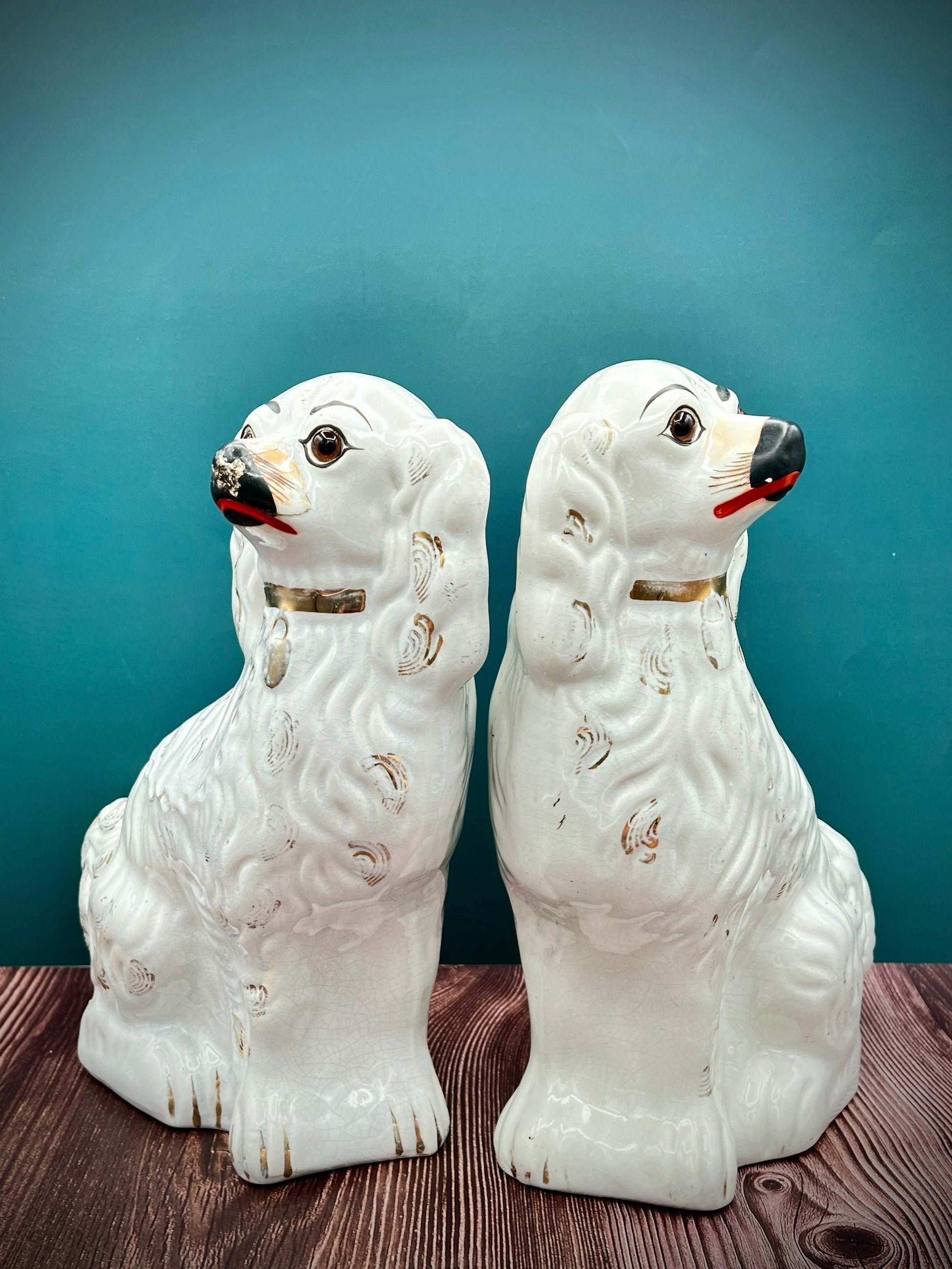 Antique Staffordshire Porcelain Dog Figurines - Pair of Collectible English Ceramic Dogs - That’s My JAmm