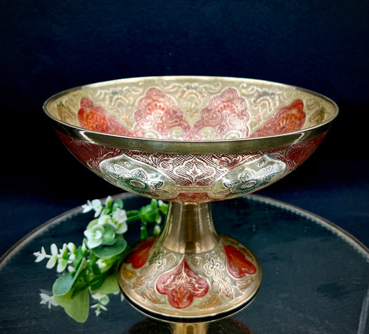 Cloissone Brass Enamel 9" Bowl with Peacock Interior Design - That’s My JAmm