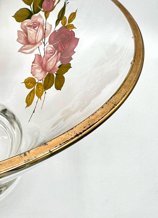 West Virginia Glass Radiant Rose 10.5" Salad Bowl with Oil & Vinegar Cruets - That’s My JAmm