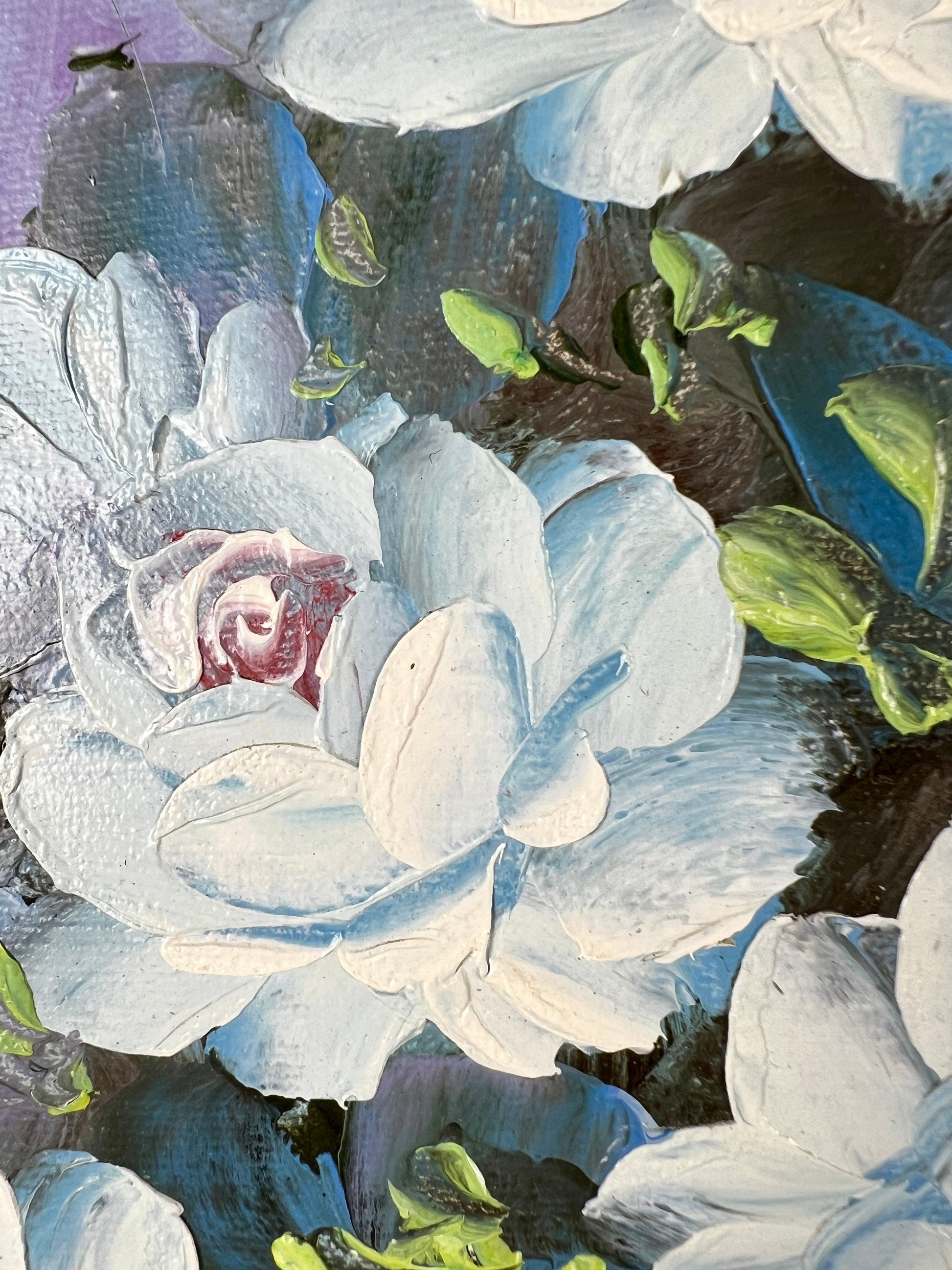 Beader Framed Oil on Canvas of Flowers in a Vase - That’s My JAmm