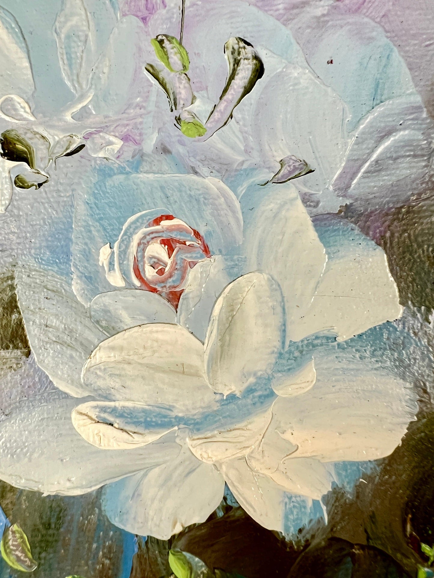 Beader Framed Oil on Canvas of Flowers in a Vase - That’s My JAmm