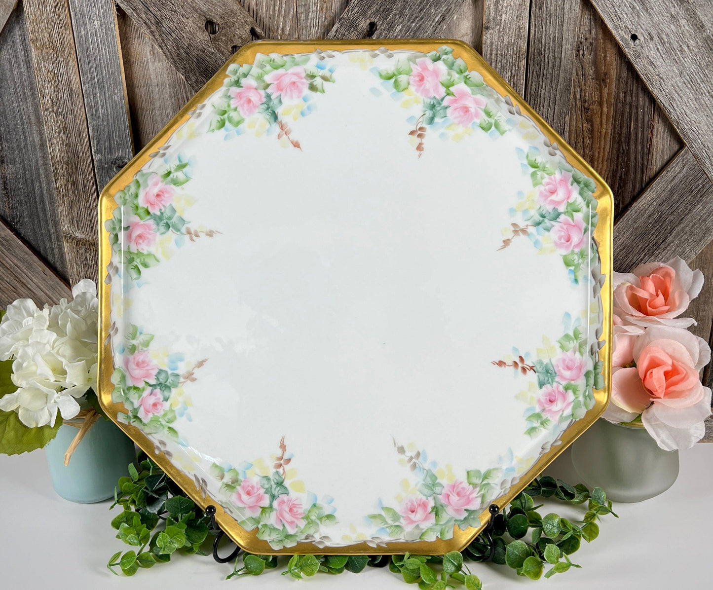 Limoges Bernardaud "B & Co" Stamped Floral Dresser Tray with Gold Trim - That’s My JAmm