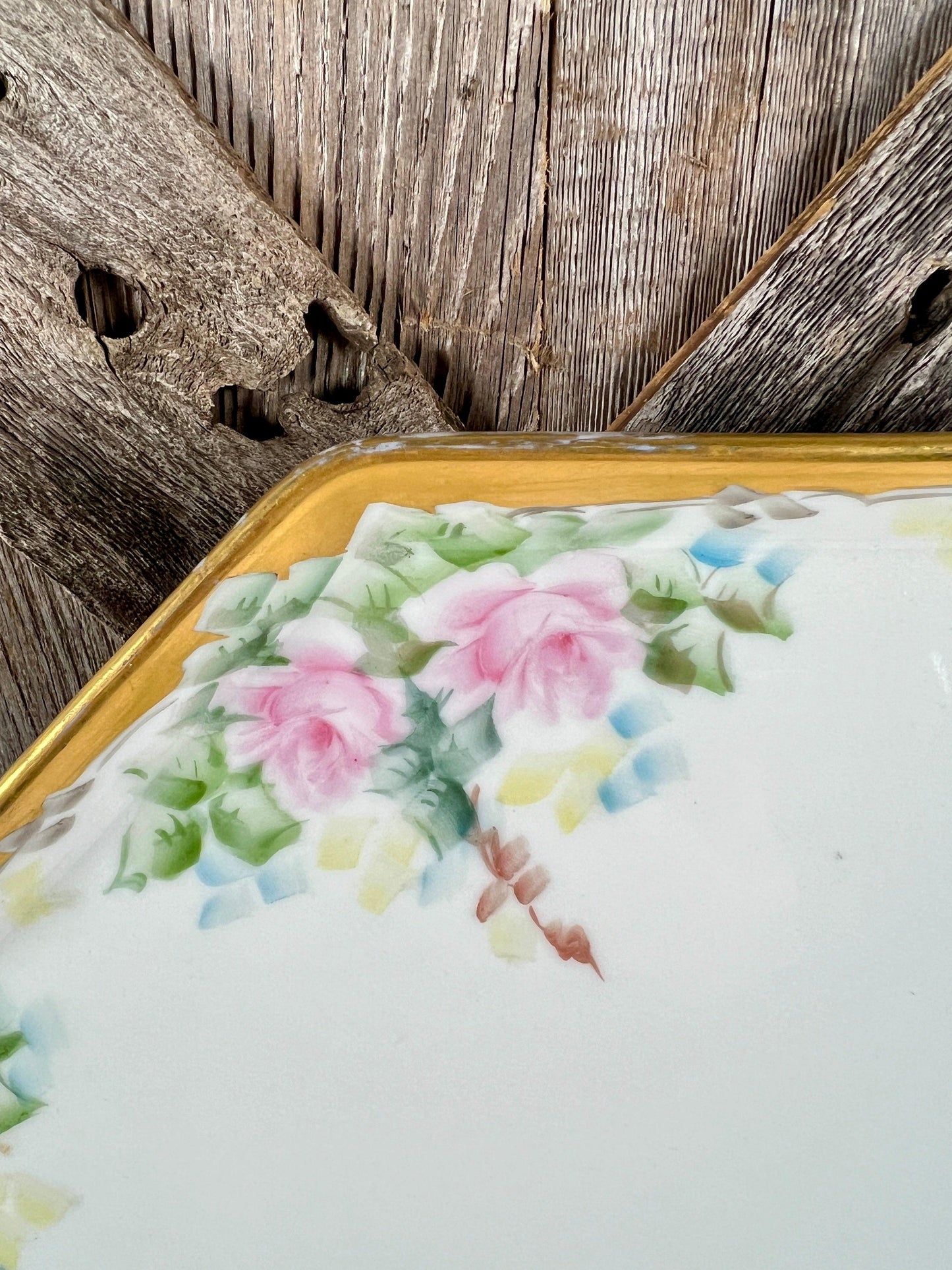 Limoges Bernardaud "B & Co" Stamped Floral Dresser Tray with Gold Trim - That’s My JAmm