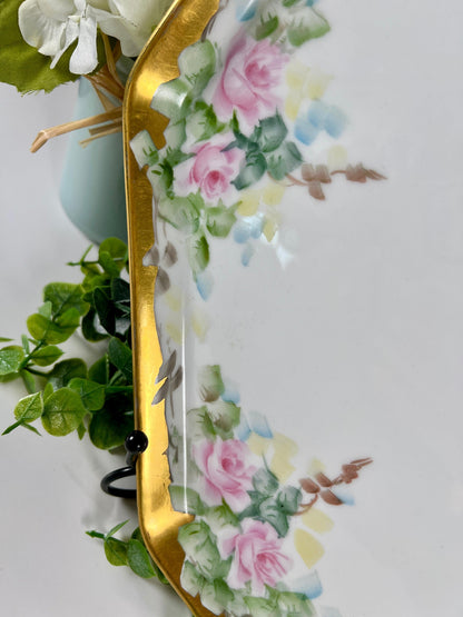 Limoges Bernardaud "B & Co" Stamped Floral Dresser Tray with Gold Trim - That’s My JAmm