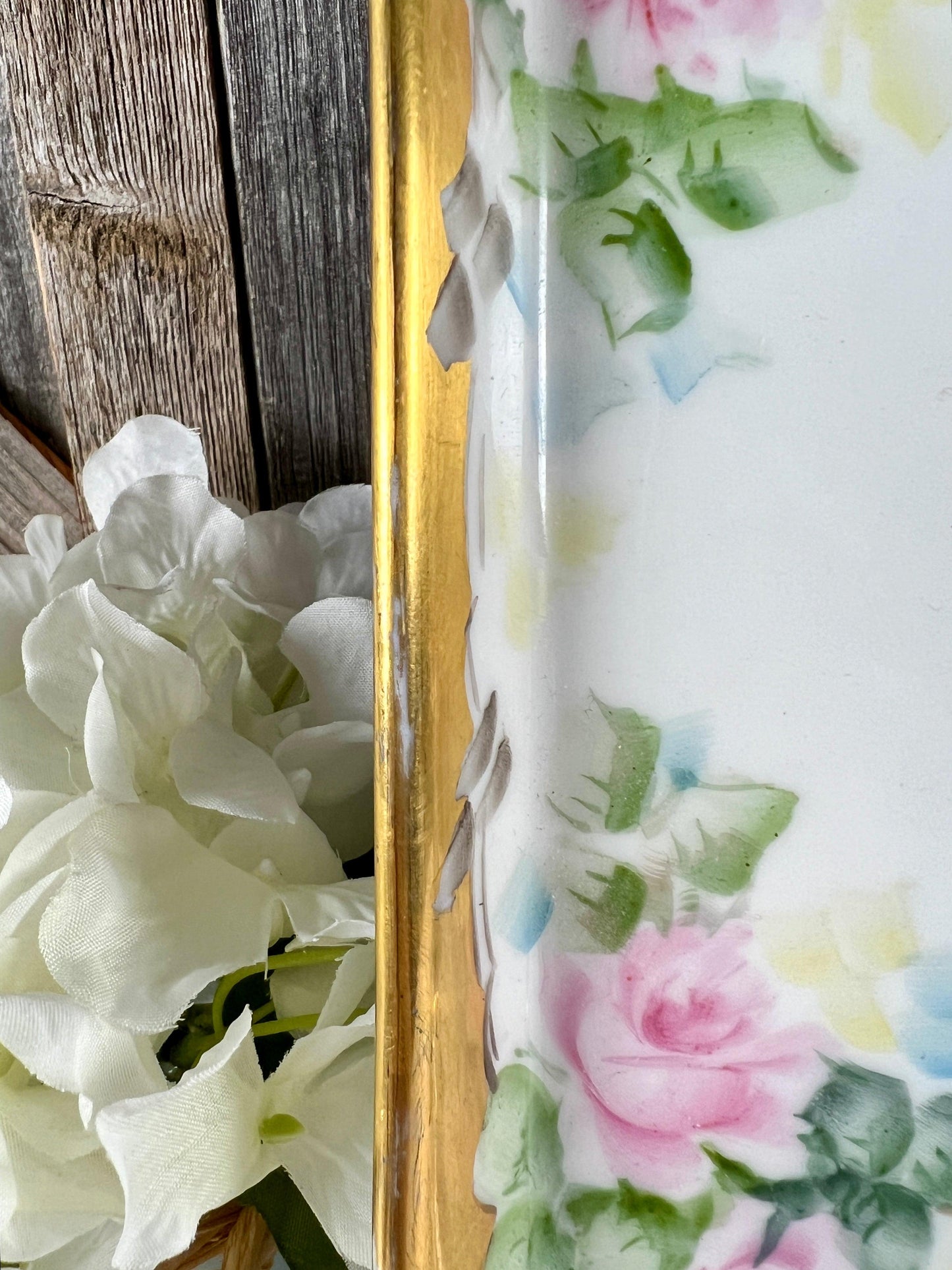 Limoges Bernardaud "B & Co" Stamped Floral Dresser Tray with Gold Trim - That’s My JAmm