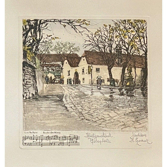Czoernig Heiligenstadt, Pfarrplatz Etching with Beethoven’s Piano Sonata No.26 - That’s My JAmm