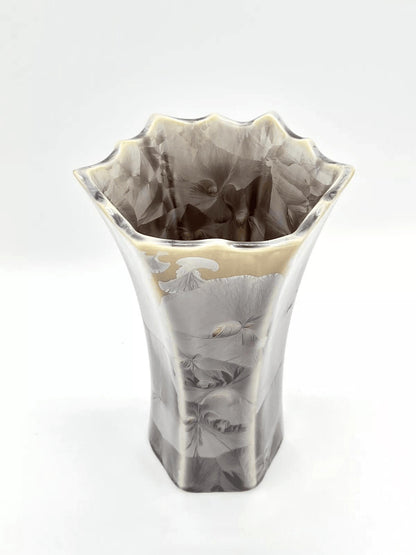 Elegant Duly Mitchell Crystalline Floral Design Ceramic Vase