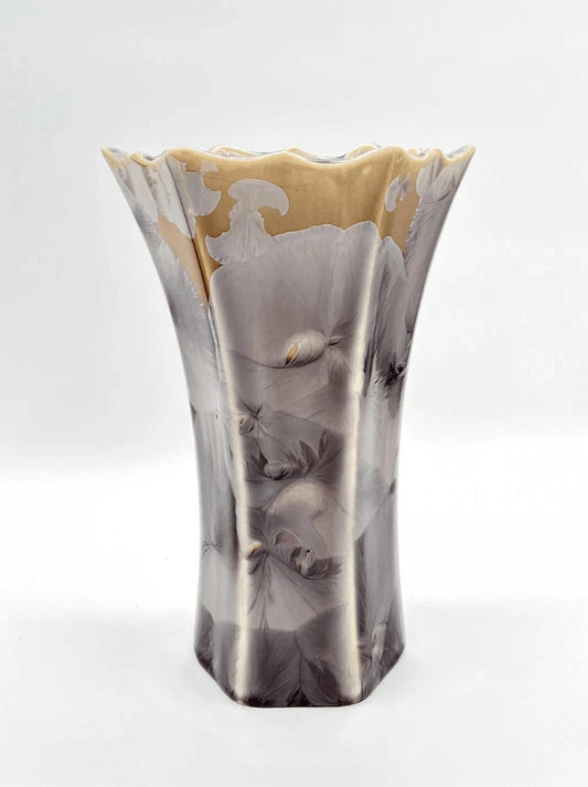 Elegant Duly Mitchell Crystalline Floral Design Ceramic Vase