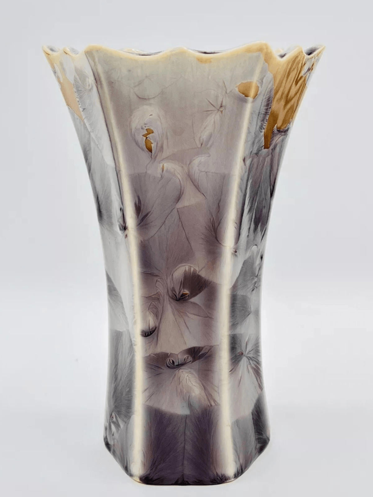 Elegant Duly Mitchell Crystalline Floral Design Ceramic Vase