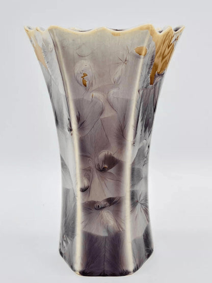 Elegant Duly Mitchell Crystalline Floral Design Ceramic Vase