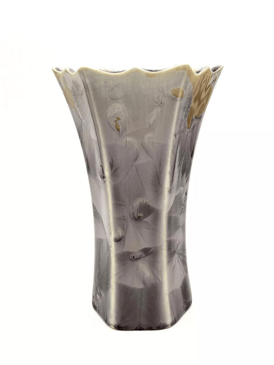 Elegant Duly Mitchell Crystalline Floral Design Ceramic Vase